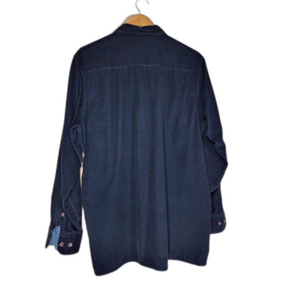 Andrew Fezza Men's Navy Blue Corduroy Long Sleeve Button Down Shirt - Large - Picture 2 of 6